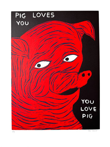 Pig Loves You (Woodcut), 2025