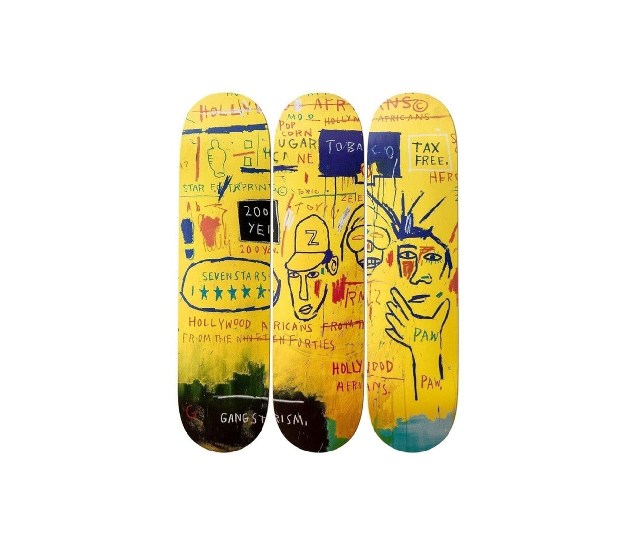 Hollywood Africans Triptych Skatedecks / Skateboards (Set of 3), 2014